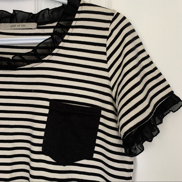 3 for $15 Pual Ce Cin Black & White Striped Dress - Picture 4 of 8